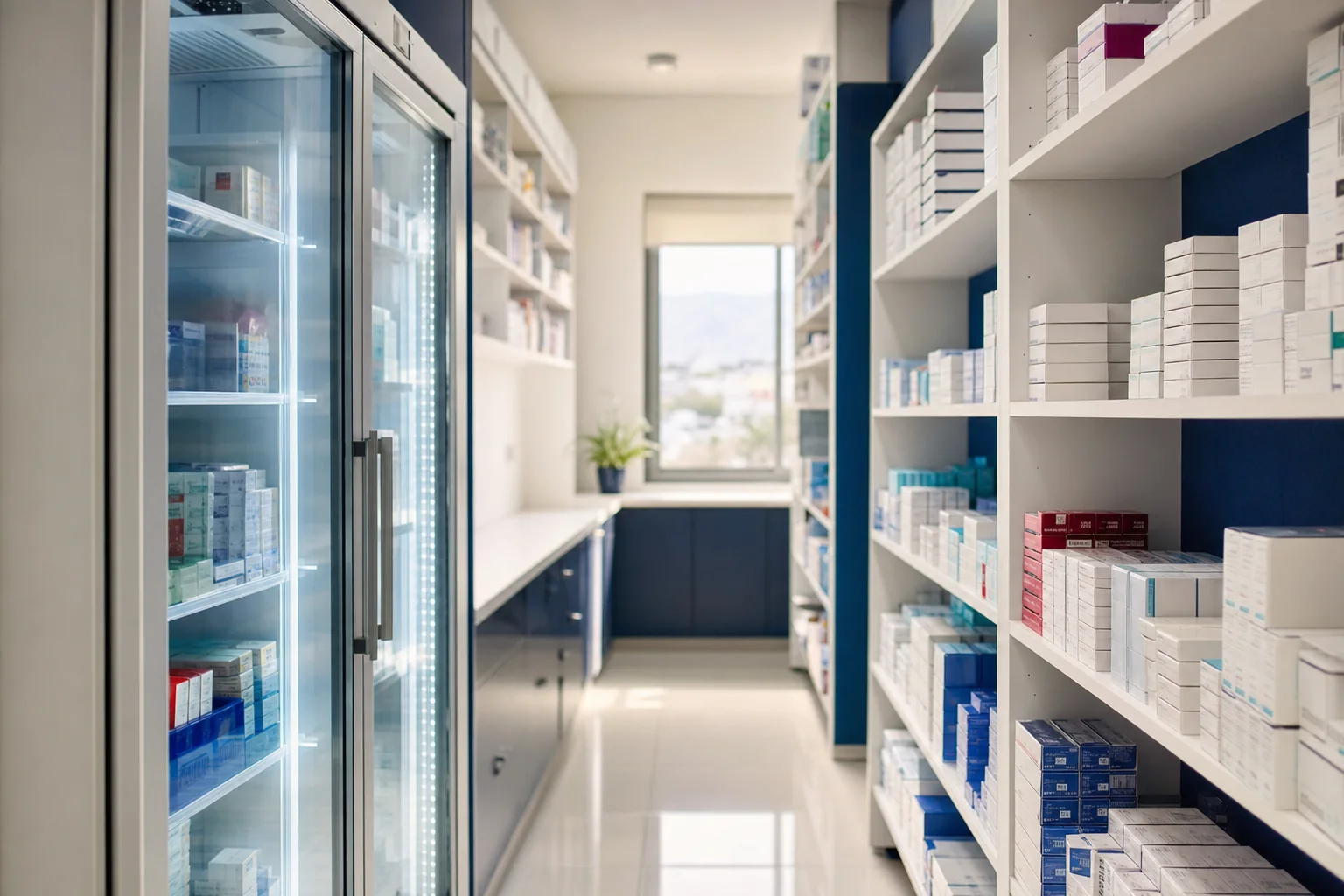 Almacén de farmacia con refrigeración