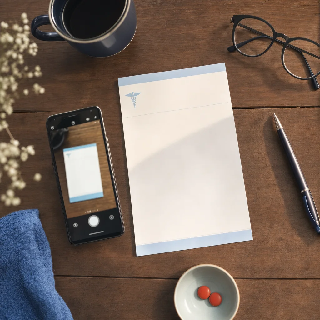 Receta médica fotografiada con un teléfono